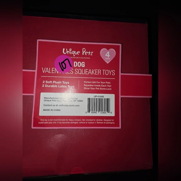 Valentine's Dog Squeaker Toys Set - Pink, White, Brown - Picture 2 of 2